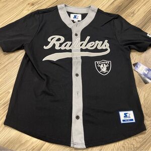 Starter NFL Las Vegas Raiders Button Up Jersey #60 Black Men Size LARGE NWT